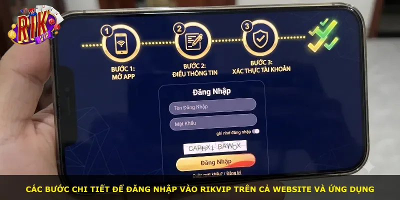 Các bước chi tiết để đăng nhập vào Rikvip trên cả website và ứng dụng